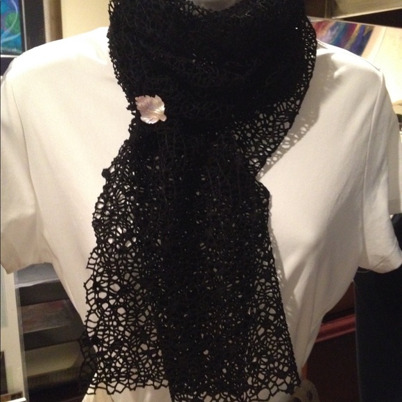 SJC 12” x 82” Handmade ‘Black Lace’ Scarf - Picture 5 of 5